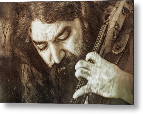 Sketch Metal Print featuring the digital art Sketch of a Cellist by Cindy Collier Harris