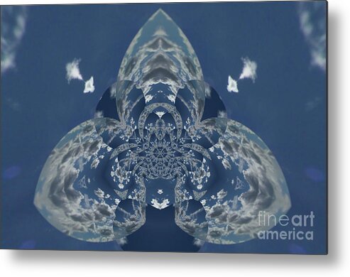 Blue Kaleidoscope Metal Print featuring the digital art Sky and Clouds Kaleidoscope -2 by Charles Robinson