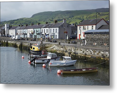 Residential District Metal Print featuring the photograph Skyline of the fishing village of Carnlough by Allan Baxter