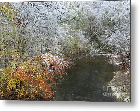 Winter Scene Metal Print featuring the photograph Smoky Mountain November Snow 2 by Mike Eingle