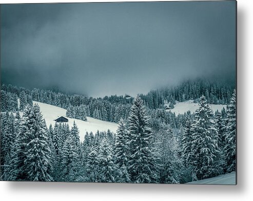 Geneva Metal Print featuring the photograph Snow storm in the Alps by Benoit Bruchez