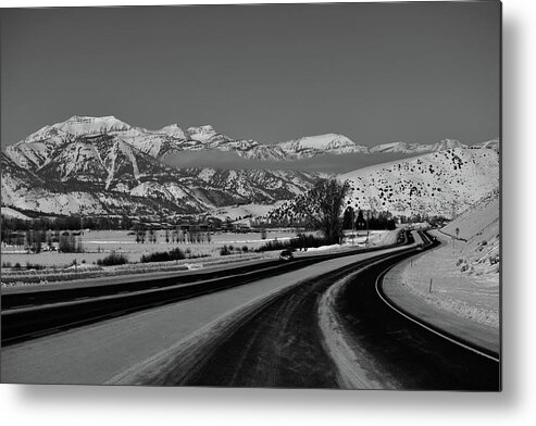 Snow Metal Print featuring the photograph Snowy highway by the Grand Tetons by Moris Senegor
