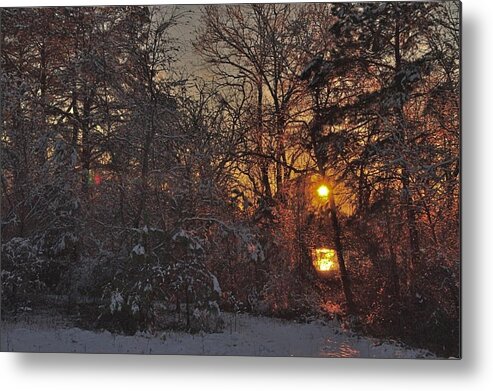 Sunrise Metal Print featuring the photograph Snowy Sunrise by Eric Towell