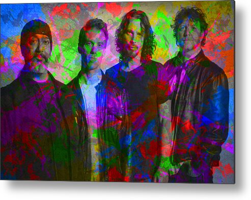 Soundgarden Metal Print featuring the mixed media Soundgarden Band Paint Splatters Portrait by Design Turnpike