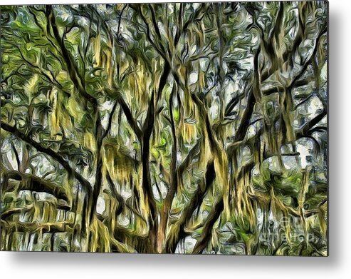Spanish Moss Metal Print featuring the photograph Spanish Moss Two - Swirly and Golden by Sea Change Vibes