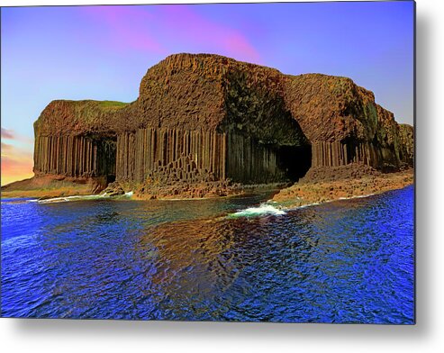 Staffa Metal Print featuring the photograph Staffa and Fingal's Cave - Scotland - Sunset by Jason Politte