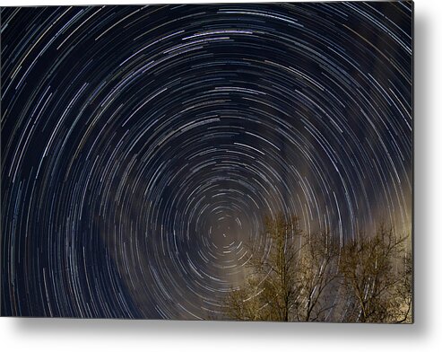 Stars Metal Print featuring the photograph Star trails from my backyard by Brian Weber