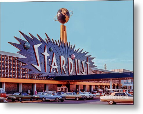 Stardust Casino Metal Print featuring the photograph Stardust Casino Facade in the Afternoon 1970s by Aloha Art