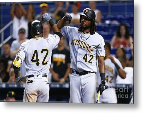 Three Quarter Length Metal Print featuring the photograph Starling Marte by Michael Reaves