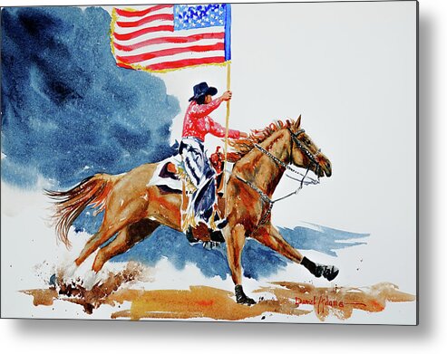 Rodeo Metal Print featuring the painting Stars and Stripes Ride Again by Daniel Adams