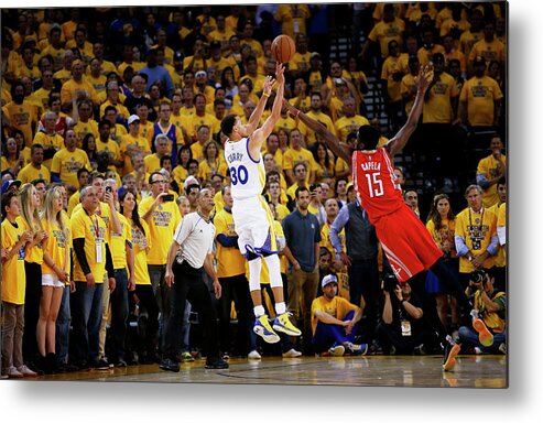 Playoffs Metal Print featuring the photograph Stephen Curry and Clint Capela by Ezra Shaw