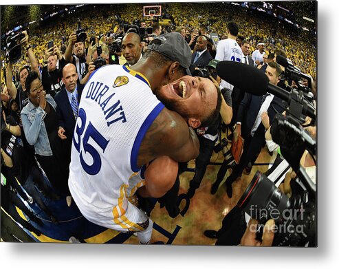Kevin Durant Metal Print featuring the photograph Stephen Curry and Kevin Durant by Andrew D. Bernstein