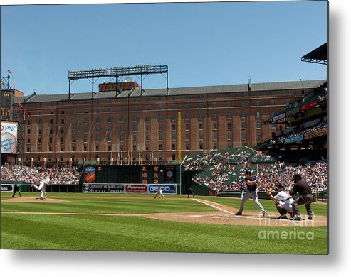 American League Baseball Metal Print featuring the photograph Steve Trachsel and Grady Sizemore by Greg Fiume