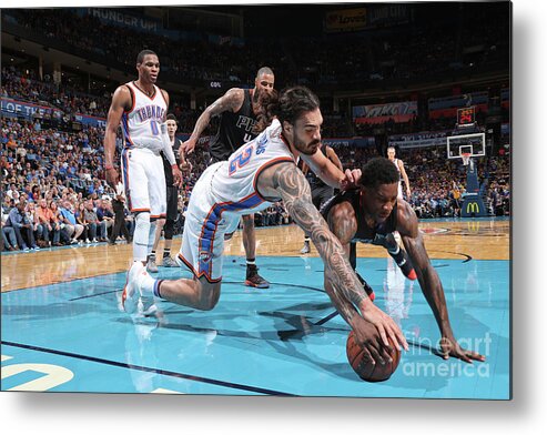 Nba Pro Basketball Metal Print featuring the photograph Steven Adams and Eric Bledsoe by Joe Murphy