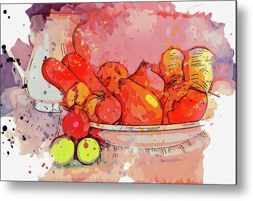Still Life Metal Print featuring the painting Still life No 225, ca 2021 by Ahmet Asar, Asar Studios by Celestial Images