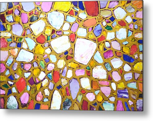 Stones Metal Print featuring the painting Stones in gold 3. by Iryna Kastsova