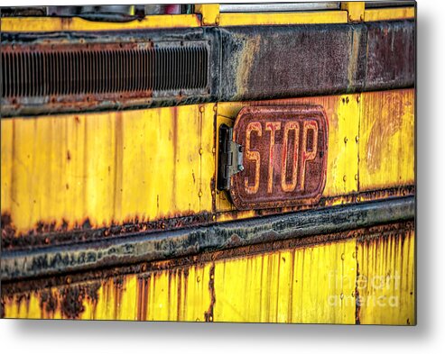 School Bus Metal Print featuring the photograph Stop by Pamela Dunn-Parrish