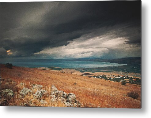 Sea Of Galilee Metal Print featuring the painting Storm over the Sea of Galilee by Ioannis Konstas