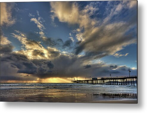Sunset Metal Print featuring the photograph Storm by Pismo Pier by Beth Sargent