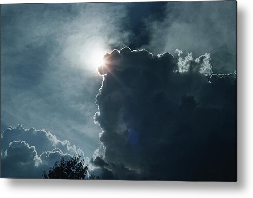 Sun Metal Print featuring the photograph Storm Clouds Sun and Eagles by Russel Considine