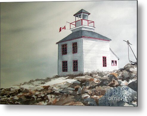 A Storm Approaches A Lighthouse In Canada. Metal Print featuring the painting Storm Watch by Monte Toon