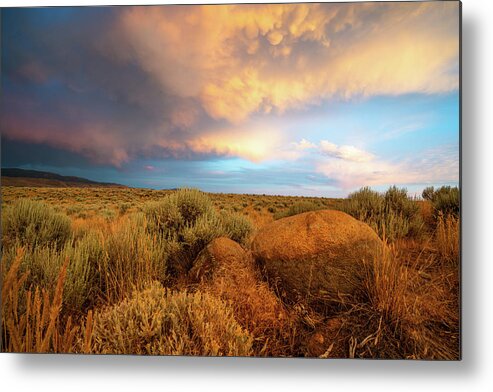Sunset Metal Print featuring the photograph Stormy High Desert Sunset by Ron Long Ltd Photography