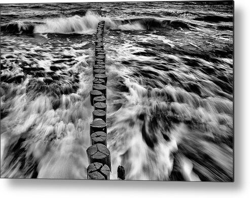 Black And White Metal Print featuring the photograph Stormy Sea #2 by Stefan Knauer