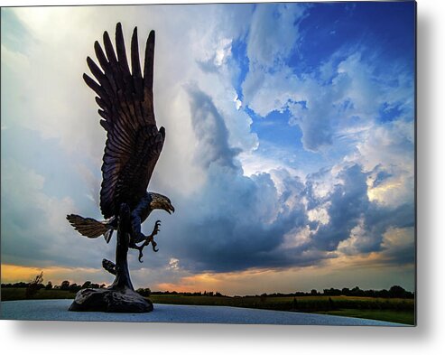Stoughton Metal Print featuring the photograph Stoughton Veterans Memorial - Eagle and Cloud Eagle by Peter Herman