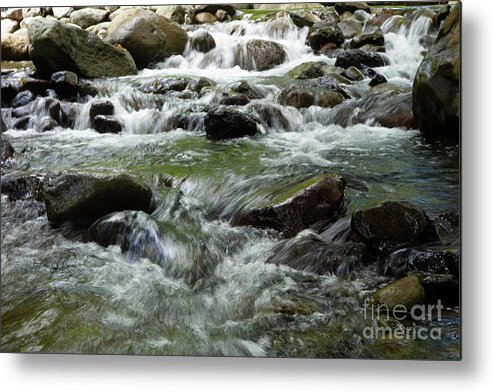 Hawai'i Metal Print featuring the photograph Stream with Flowing Water Over Rocks by Wilko van de Kamp Fine Photo Art