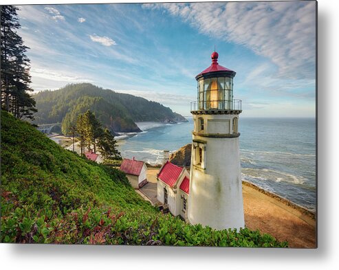 Oregon Metal Print featuring the photograph Summer Morning at Heceta Head Lighthouse by Kristen Wilkinson