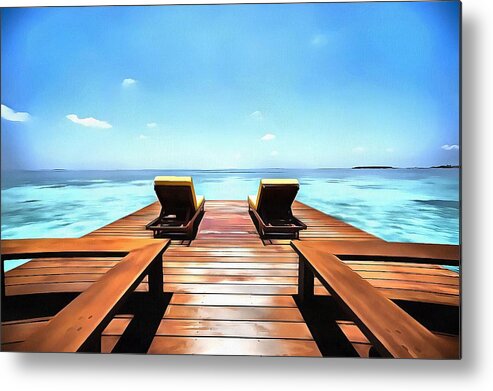 Sun Deck Metal Print featuring the painting Sun Deck by Harry Warrick