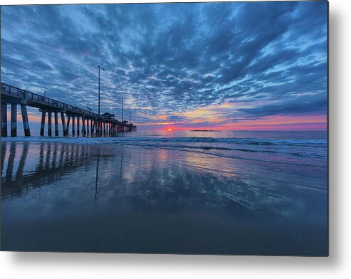 North Carolina Metal Print featuring the photograph Sun Up at Jennette's Pier II by Claudia Domenig