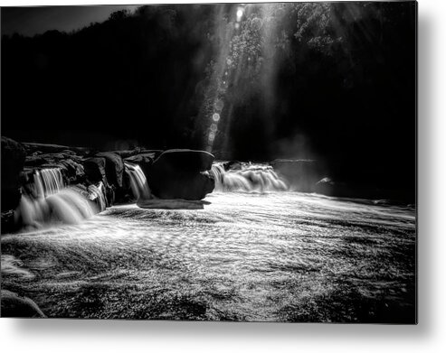 Waterfall Metal Print featuring the photograph Sunburst over the waterfall by Dan Friend