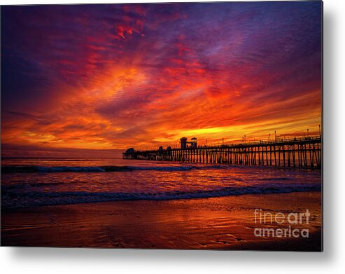 Sunset Metal Print featuring the photograph Sunday Sunset at Oceanside Pier by Rich Cruse