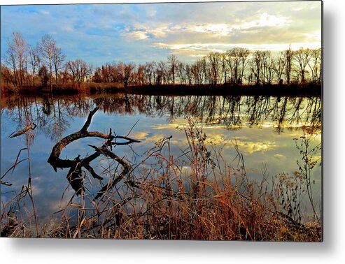 Beaver Pond Metal Print featuring the photograph Sundown Approaching at the Beaver Pond by Linda Stern