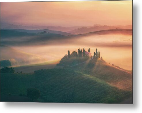 Farm Metal Print featuring the photograph Sunrise at farm #2 by Henry w Liu