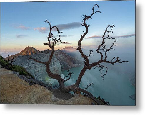 Crater Metal Print featuring the photograph Sunrise at the crater of Mt Ijen by Anges Van der Logt