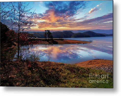 Reflection Metal Print featuring the photograph Sunrise over South Holston by Shelia Hunt