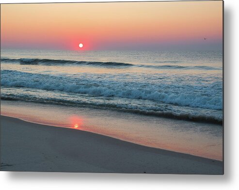 Jersey Shore Sunrise Metal Print featuring the photograph Sunrise Reflection on Shoreline by Matthew DeGrushe
