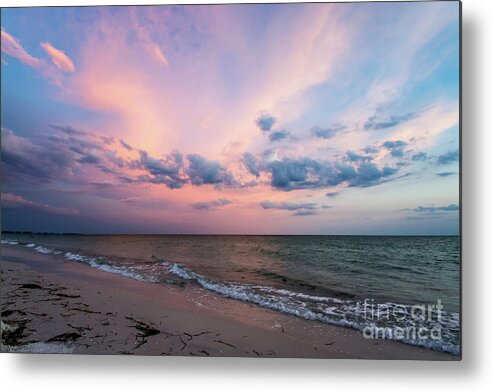 Sun Metal Print featuring the photograph Sunset Afterglow on the Beach by Beachtown Views