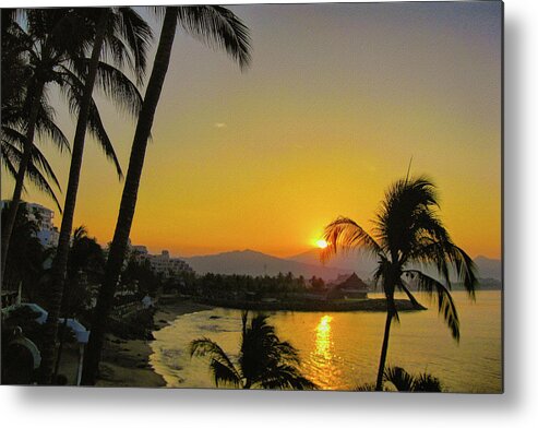Sunset Metal Print featuring the photograph Sunset at Dolphin Cove Inn, Manzanillo, Mexico by Tatiana Travelways