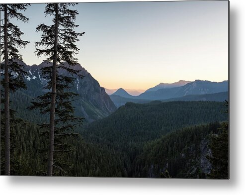 Sunset Metal Print featuring the photograph Sunset at Inspiration Point in Mount Rainier by Belinda Greb