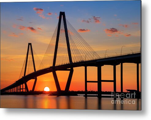 Sunset Metal Print featuring the photograph Sunset at Ravenel Bridge in Charleston SC by Shelia Hunt