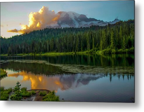 Mount Rainier National Park Metal Print featuring the photograph Sunset at Reflection Lakes by Doug Scrima