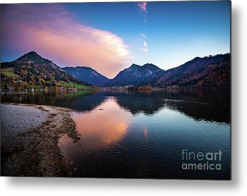 Schliersee Metal Print featuring the photograph Sunset at the Schliersee III by Hannes Cmarits