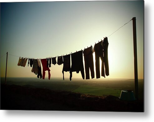 Sunset Metal Print featuring the photograph Sunset Clothesline by Louise Tanguay