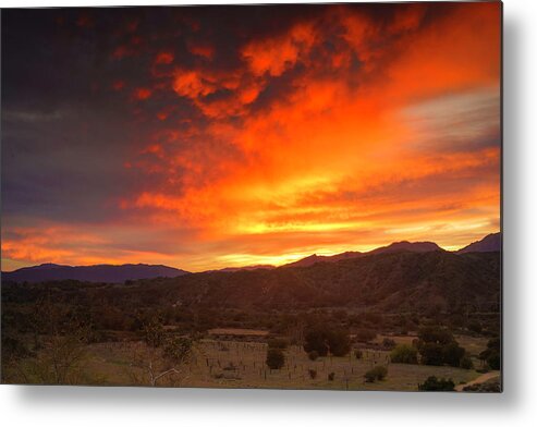 California Metal Print featuring the photograph Sunset Clouds on Fire by Lindsay Thomson