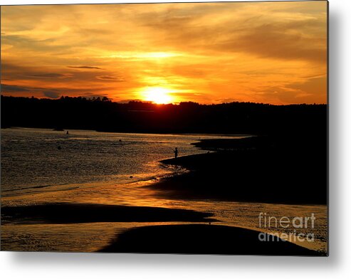 Maine Metal Print featuring the photograph Sunset Fishing on Drakes ISland by Lennie Malvone