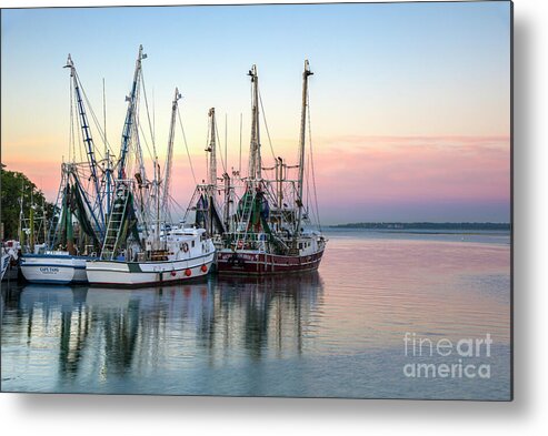 Shem Creek Metal Print featuring the photograph Sunset in the Harbor by Shelia Hunt
