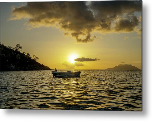Boat Metal Print featuring the photograph Sunset in the Indian Ocean 2 by Dubi Roman
